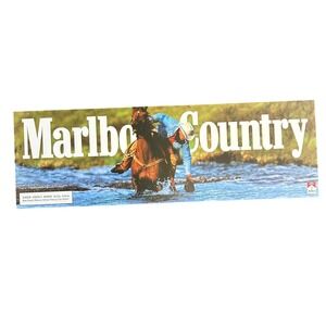Vintage Marlboro Country Cowboy Horse Store Display Sign 24x8 Western Decor NOS